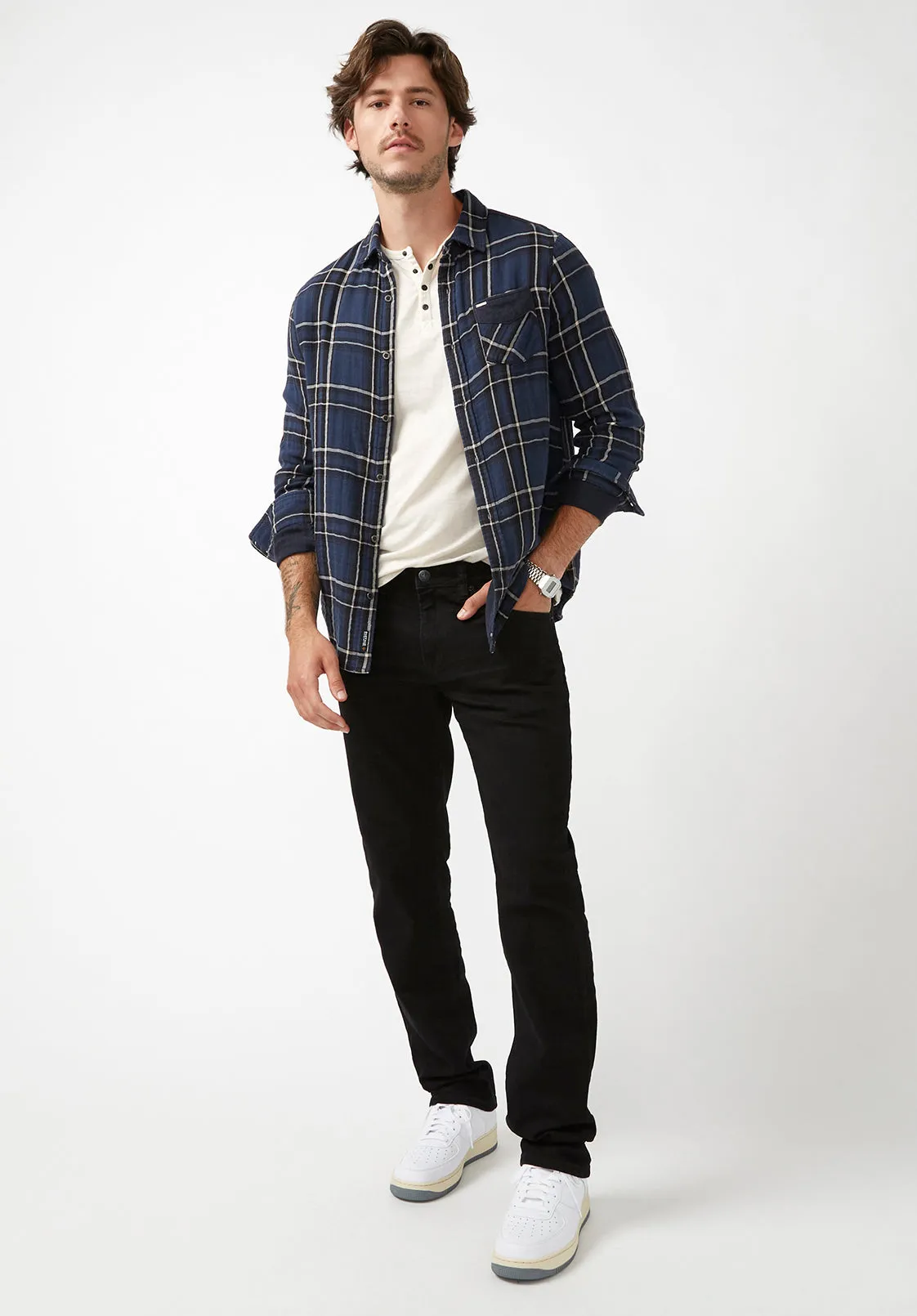 Sujay Men's Long Sleeve Shirt in Navy Plaid - BM24117 sold by Buffalo David Bitton product image thumbnail 3