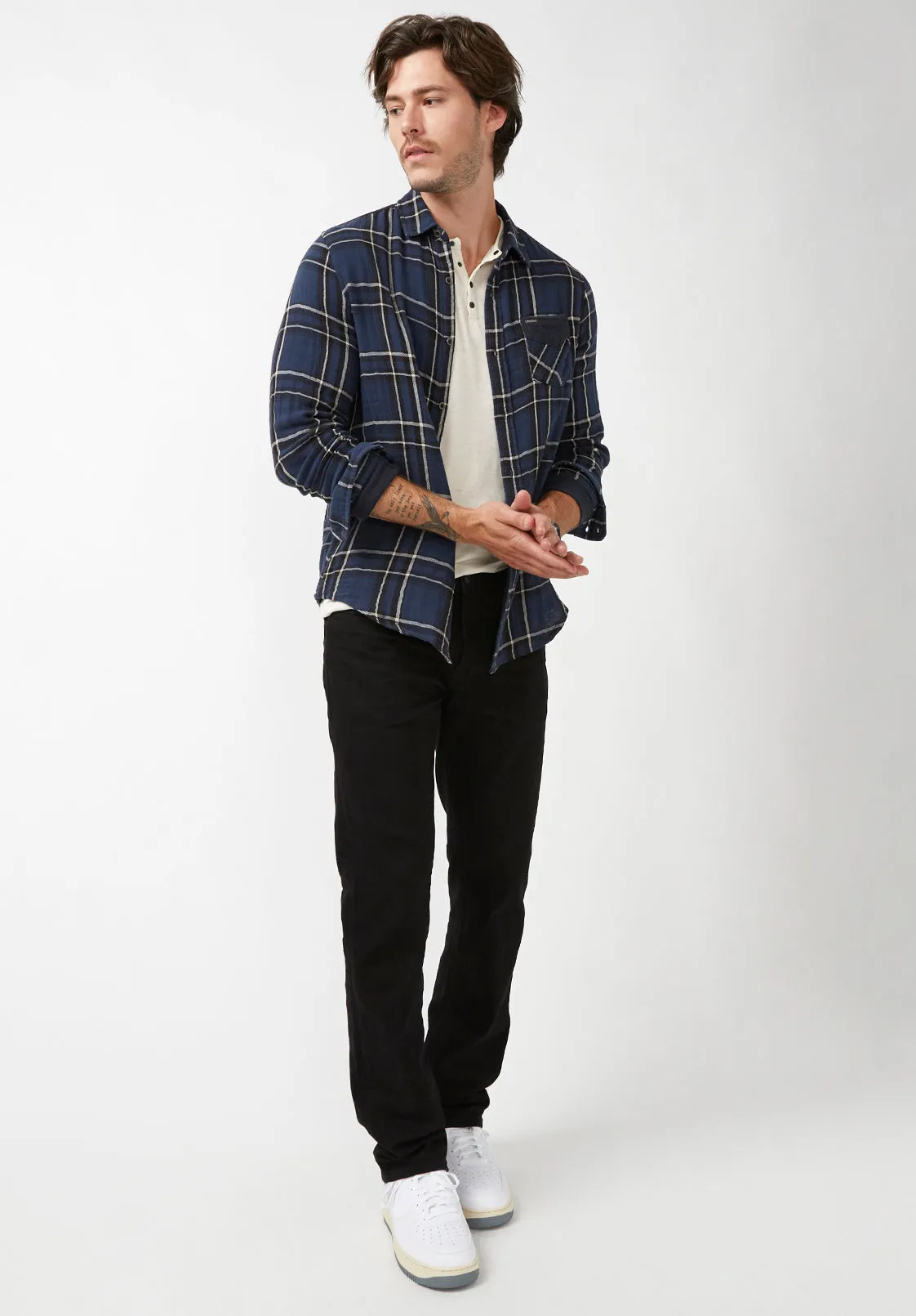 Sujay Men's Long Sleeve Shirt in Navy Plaid - BM24117 sold by Buffalo David Bitton product image thumbnail 5