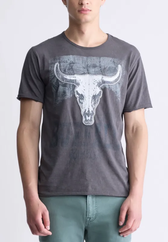 Tilton Men's Short-Sleeved Graphic T-Shirt, Charcoal - BM24473 sold by Buffalo David Bitton