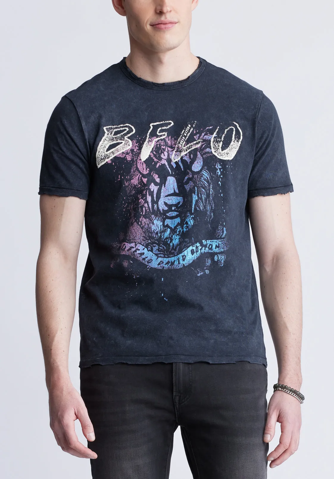 Tizoc Men's Short Sleeve Graphic T-shirt, Black - BM24410 sold by Buffalo David Bitton