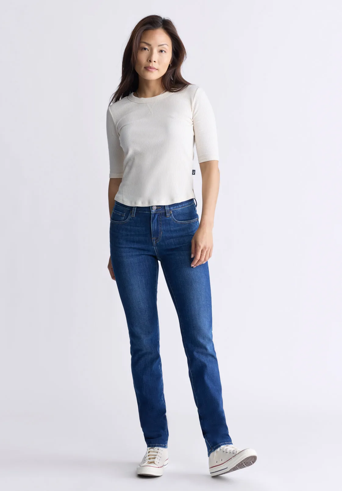 Tabbey Women's Elbow-Length Sleeve Ribbed Top, White - KT0166F sold by Buffalo David Bitton product image thumbnail 5