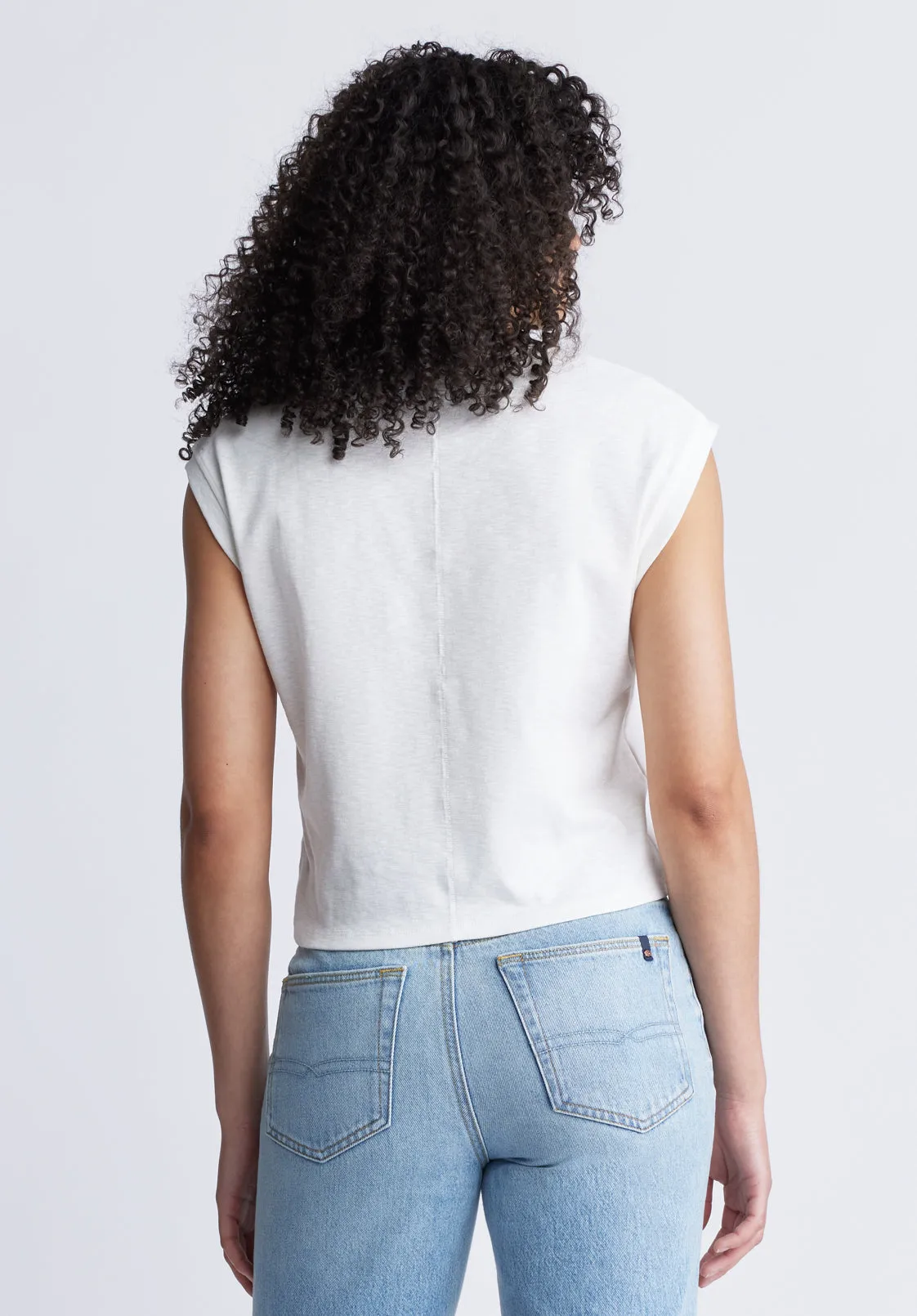Amandine Women's Cap-Sleeve Crop Top, White - KT0149S sold by Buffalo David Bitton product image thumbnail 4