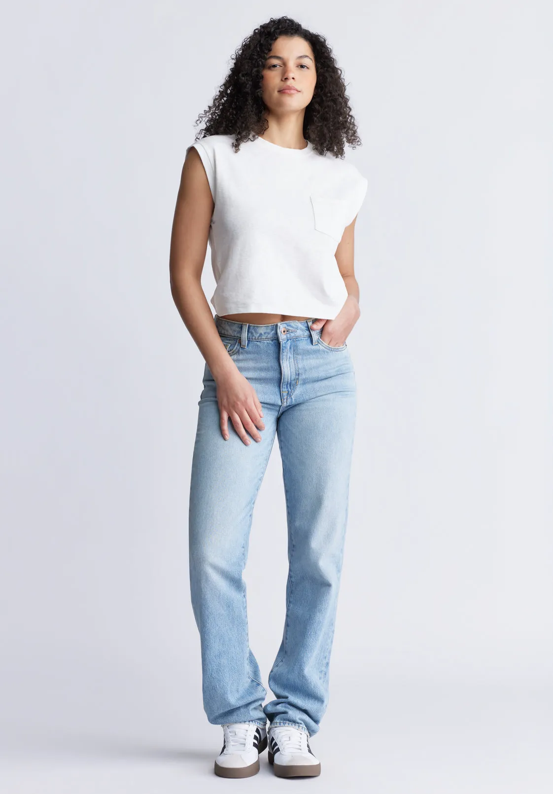 Amandine Women's Cap-Sleeve Crop Top, White - KT0149S sold by Buffalo David Bitton product image thumbnail 5