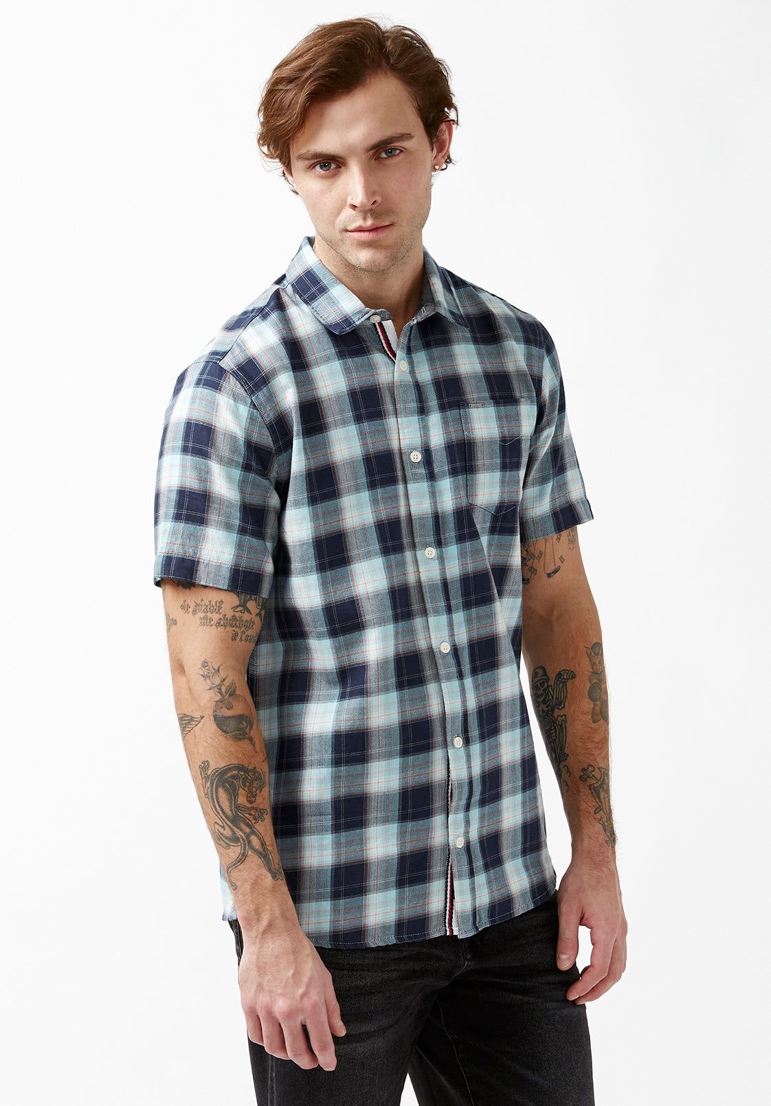 Sakof Sky Blue Short-Sleeve Men’s Shirt - BM24091 sold by Buffalo David Bitton product image thumbnail 3