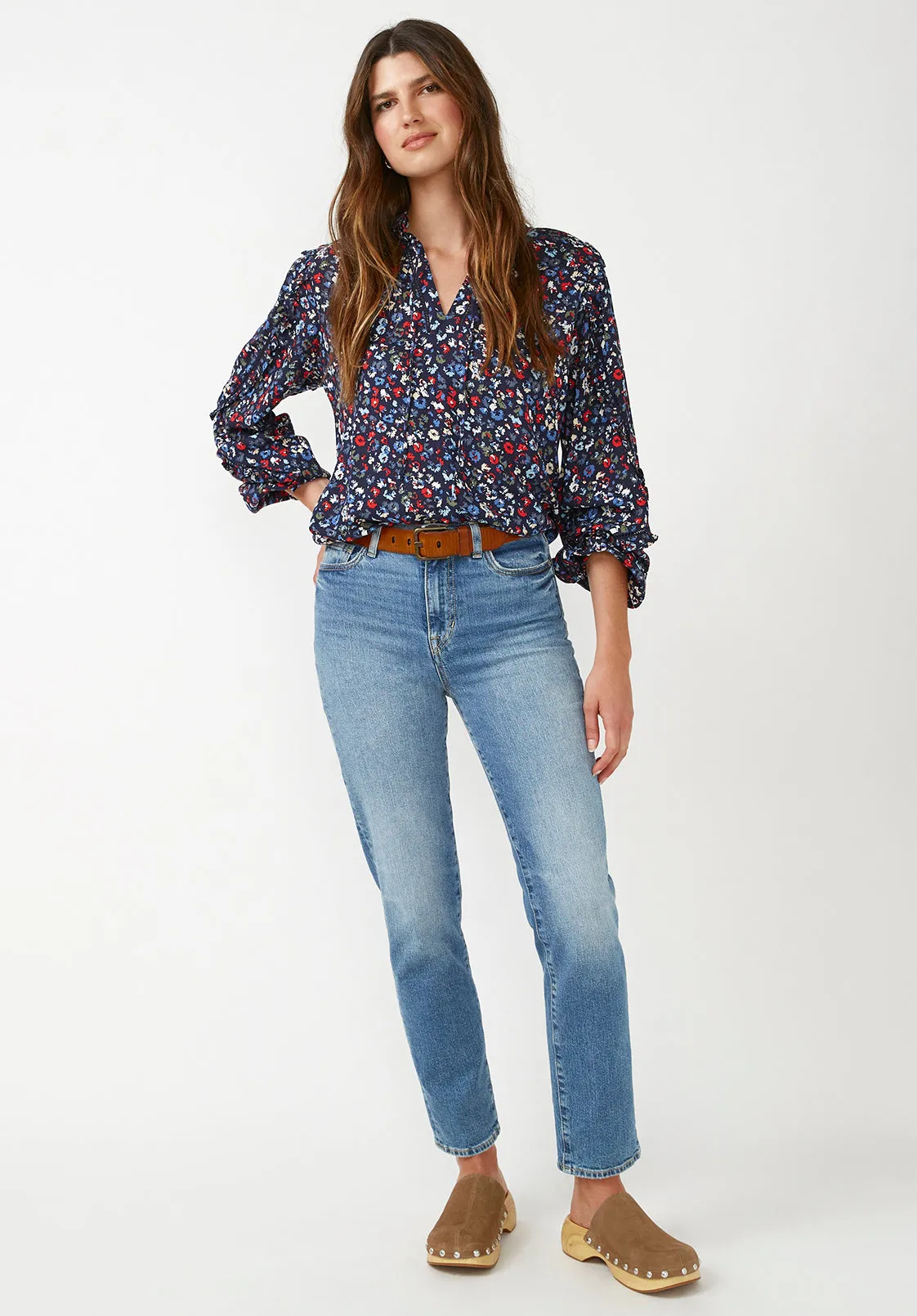 Adeline Women's Tie Neck Blouse in Nautical Floral - WT0521H sold by Buffalo David Bitton product image thumbnail 2