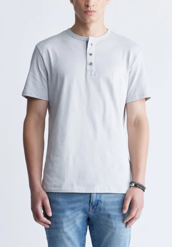 Kandy Men's Short Sleeve Henley, Light Grey- BM24387 sold by Buffalo David Bitton