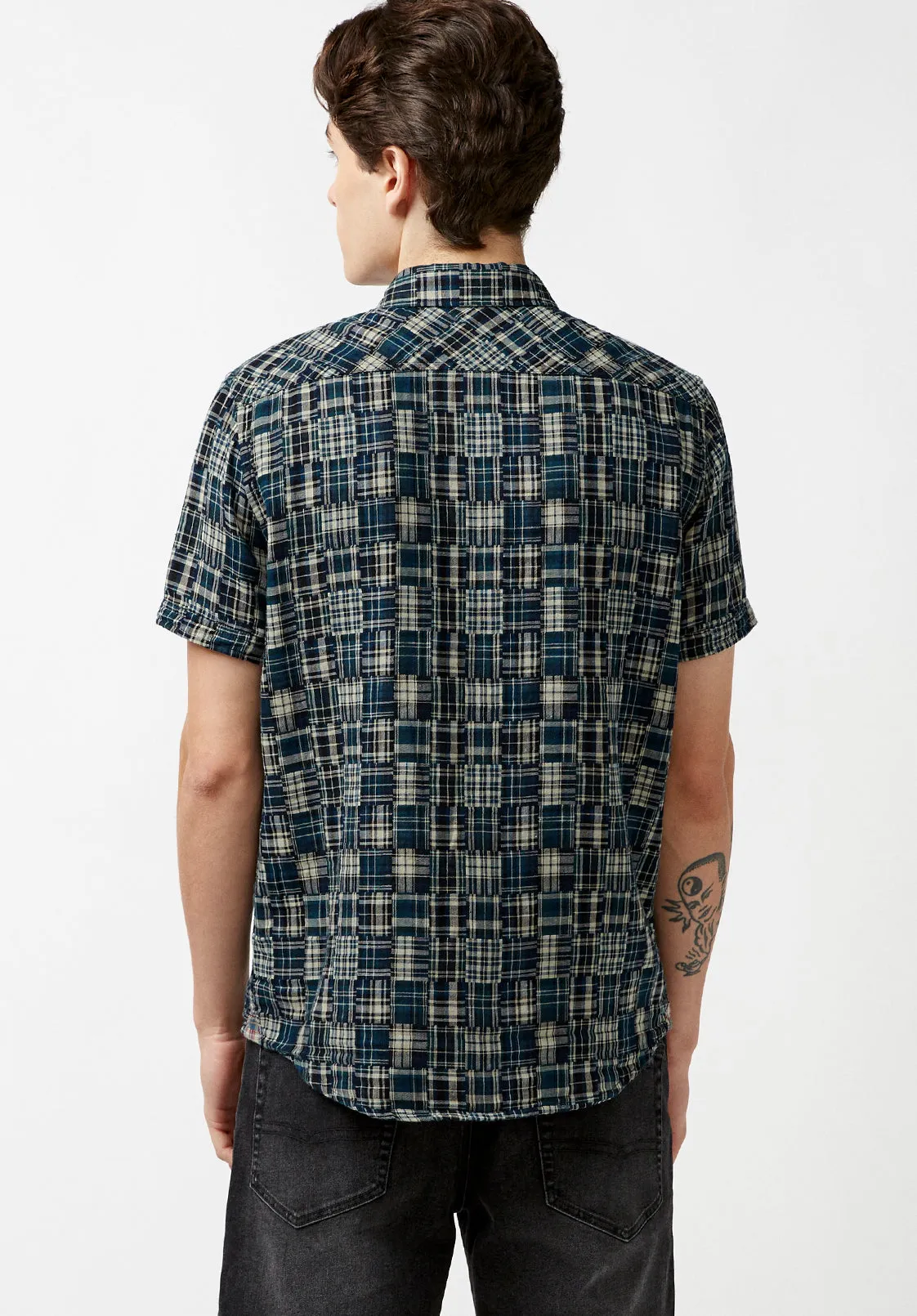 Short Sleeves Soqut Loose Weave Plaid Shirt - BM23891 sold by Buffalo David Bitton product image thumbnail 2