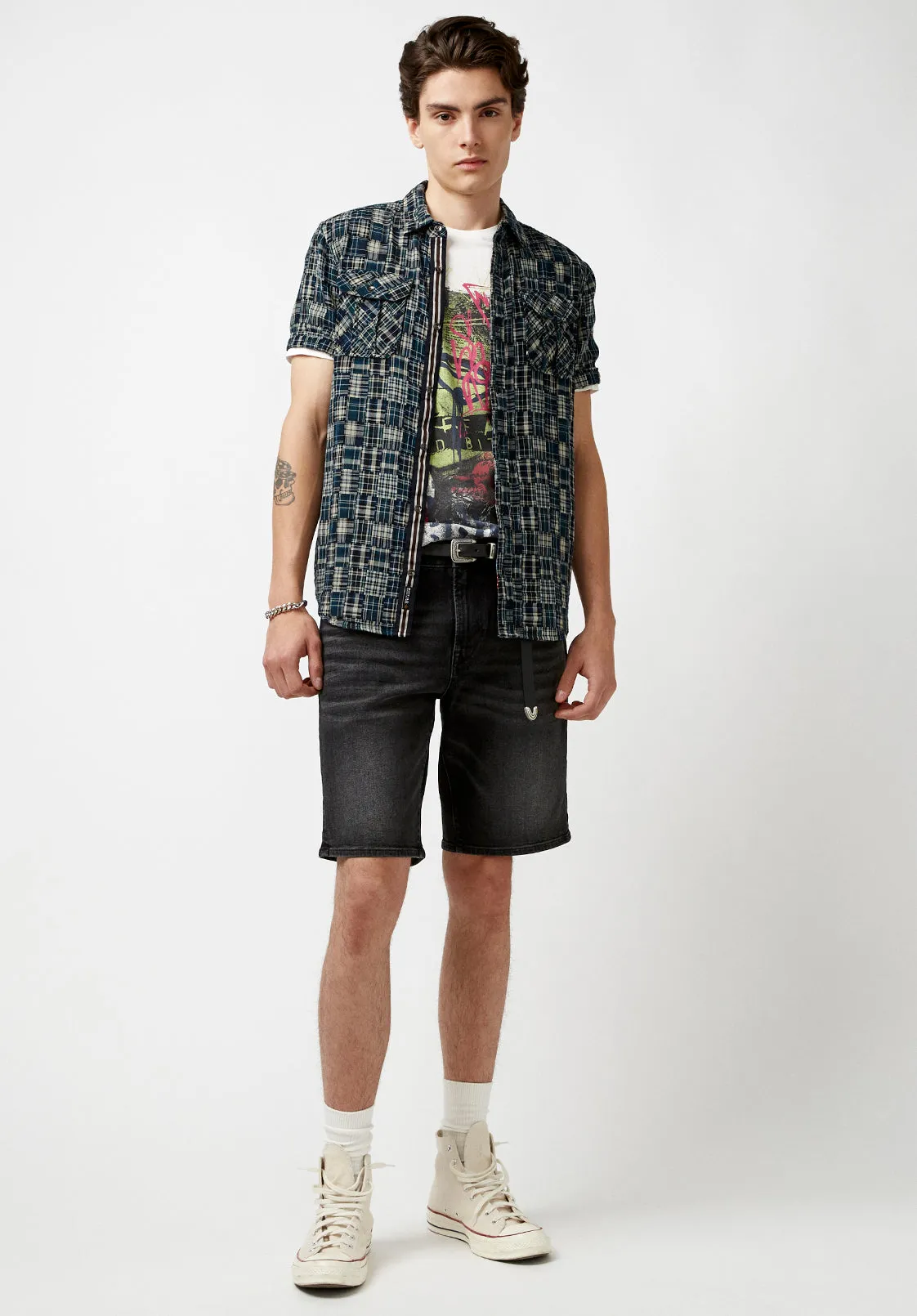 Short Sleeves Soqut Loose Weave Plaid Shirt - BM23891 sold by Buffalo David Bitton product image thumbnail 5