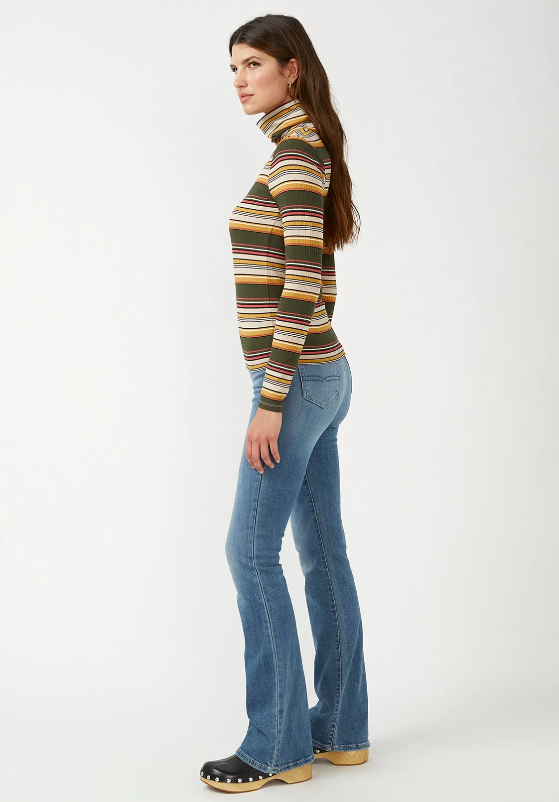 Mavra Women's Ribbed Turtleneck in Multicolor Stripes - KT0056F sold by Buffalo David Bitton product image thumbnail 4