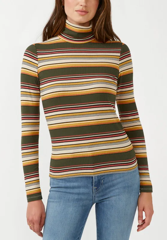 Mavra Women's Ribbed Turtleneck in Multicolor Stripes - KT0056F sold by Buffalo David Bitton
