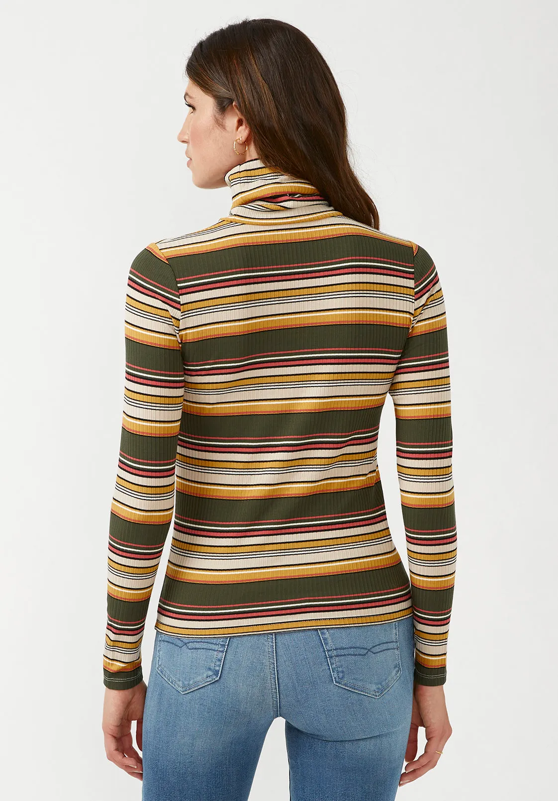 Mavra Women's Ribbed Turtleneck in Multicolor Stripes - KT0056F sold by Buffalo David Bitton product image thumbnail 2
