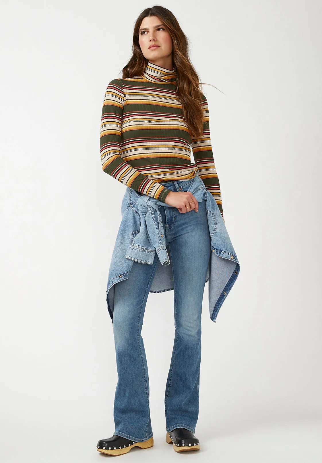 Mavra Women's Ribbed Turtleneck in Multicolor Stripes - KT0056F sold by Buffalo David Bitton product image thumbnail 5