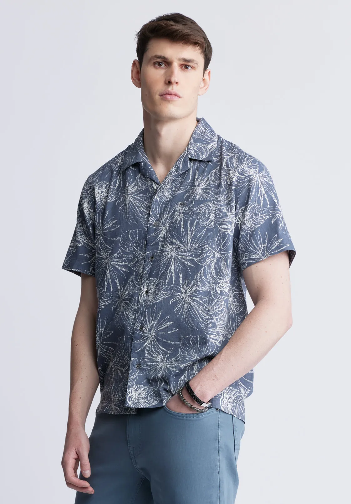 Suresh Men's Short Sleeve Camp Shirt, Mirage Blue - BM24293 sold by Buffalo David Bitton product image thumbnail 2