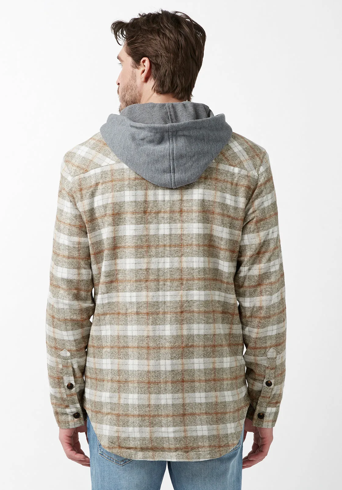 Sacket Men's Hoodie Shacket in Grey Fern Plaid - BM24151 sold by Buffalo David Bitton product image thumbnail 3