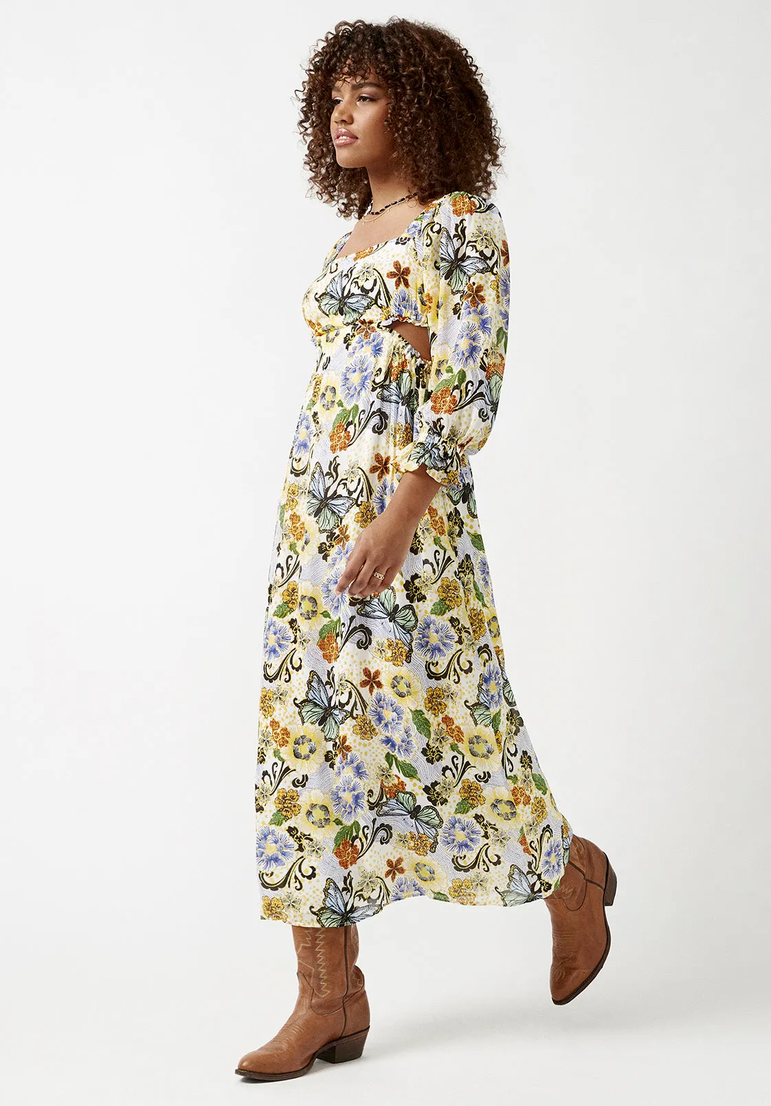 Kerry Butterfly Print Cut-Out Maxi Dress - WD0008S sold by Buffalo David Bitton product image thumbnail 4