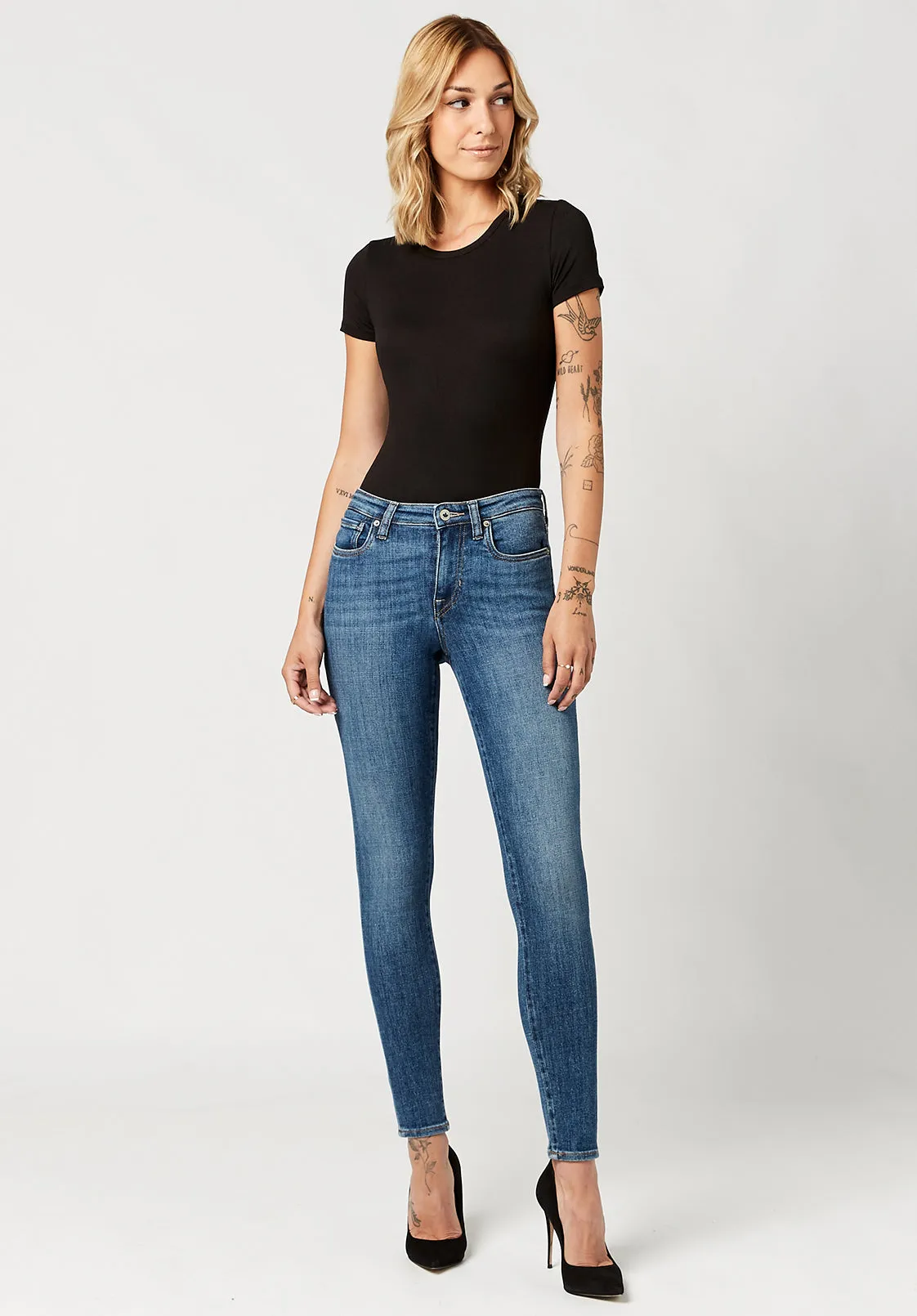 Mid Rise Skinny Alexa Women's Jeans in Sanded Mid Blue - BL15749 sold by Buffalo David Bitton product image thumbnail 4