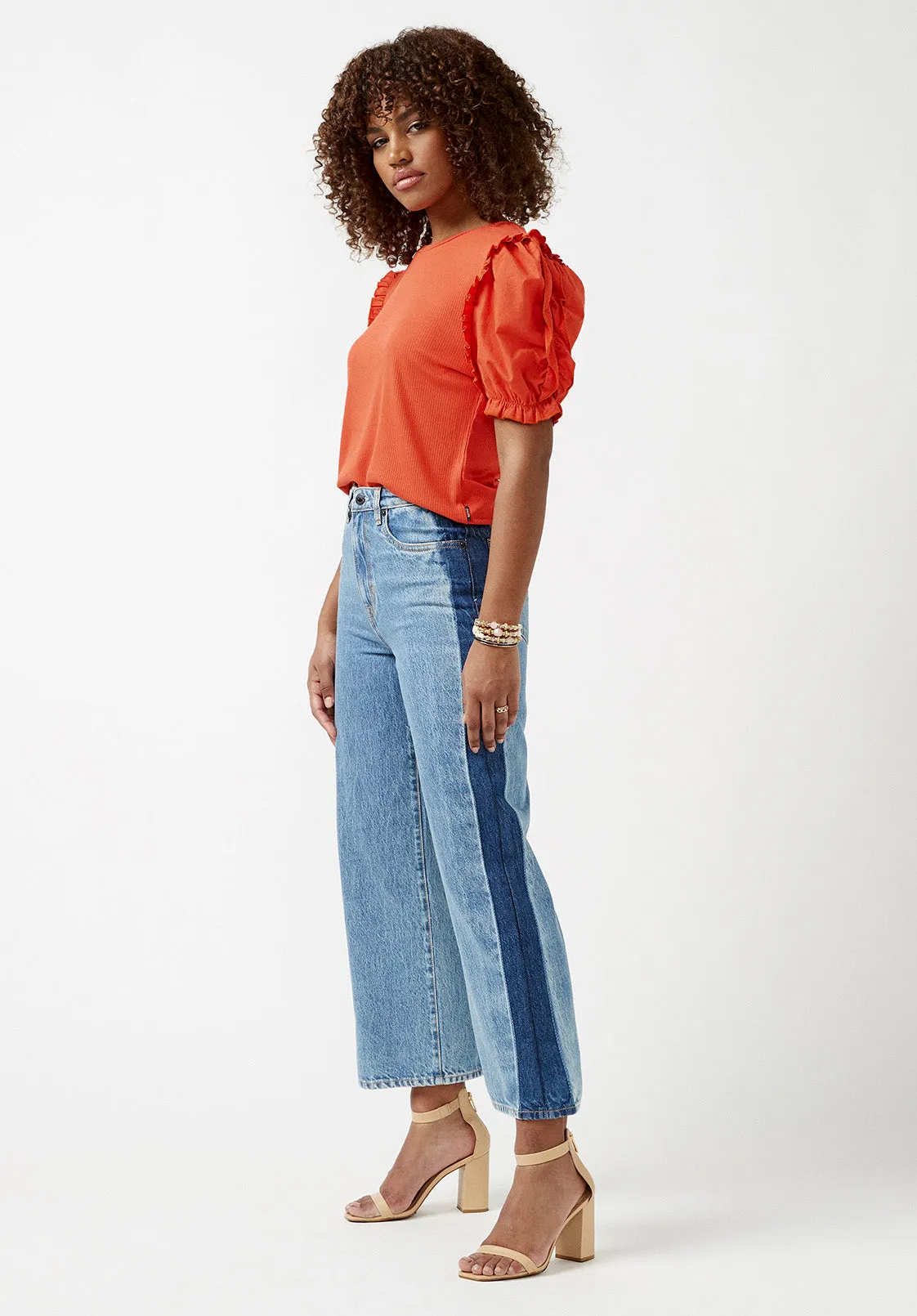 Corey Women’s Mixed Media Top in Orange - KT0661S sold by Buffalo David Bitton product image thumbnail 5