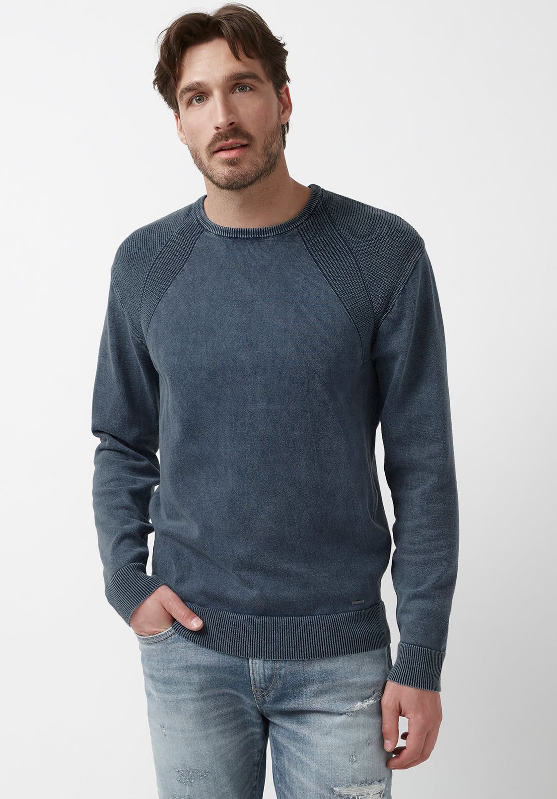 Woshat Men’s Sweater in Navy - BM24063 sold by Buffalo David Bitton product image thumbnail 4