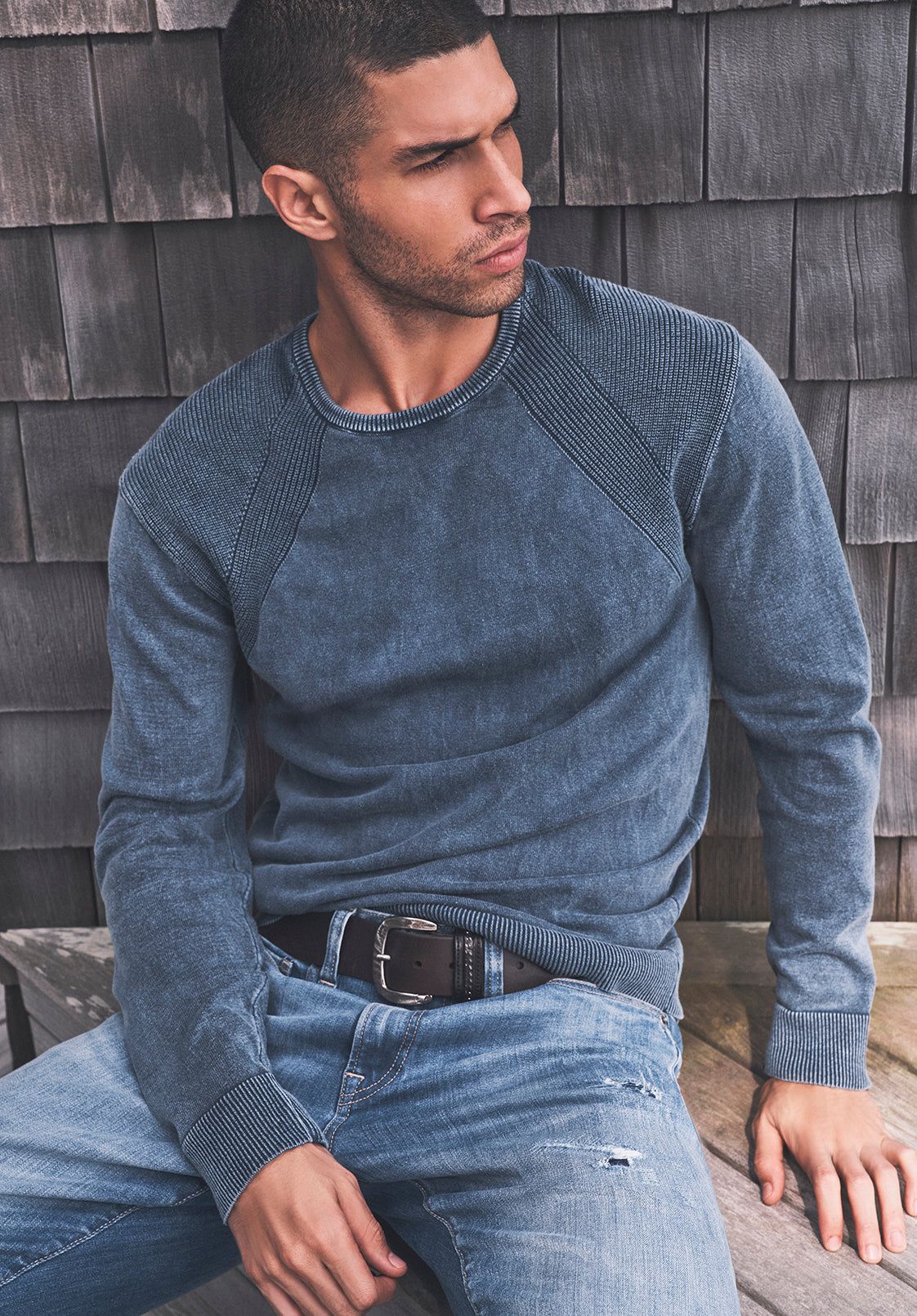 Woshat Men’s Sweater in Navy - BM24063 sold by Buffalo David Bitton product image thumbnail 2