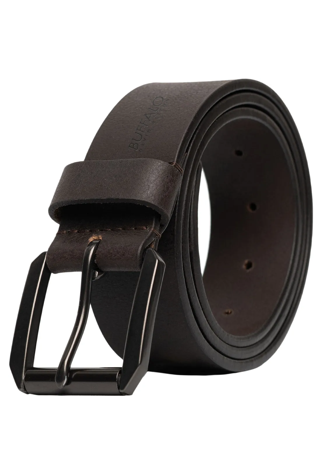 Full Grain Brown Buffalo Leather Belt with Blackened Finish - BB1004C13 sold by Buffalo David Bitton product image thumbnail 2