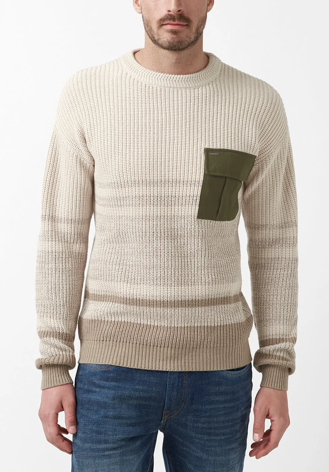 Walima Men’s Sweater in Beige - BM24058 sold by Buffalo David Bitton