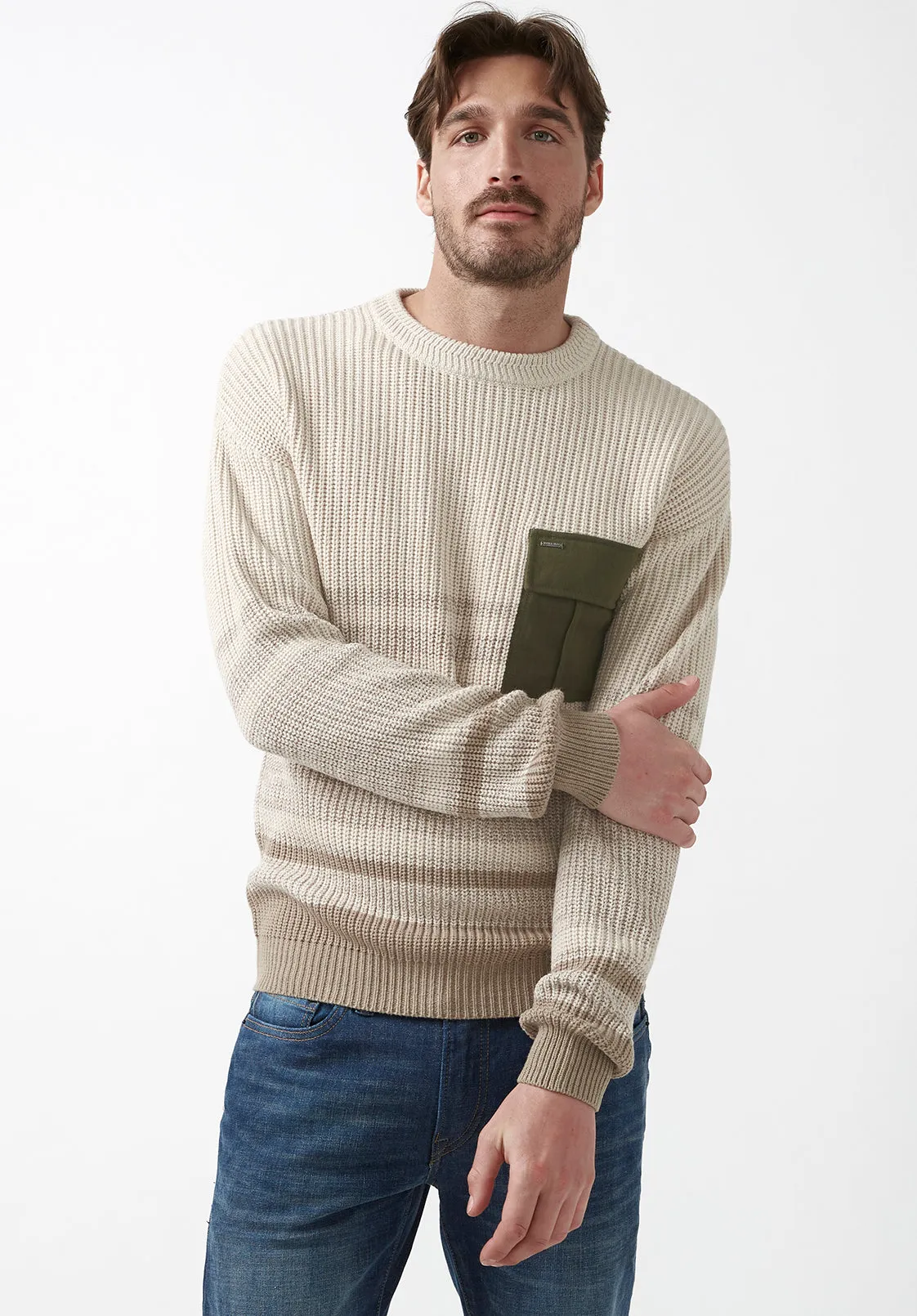 Walima Men’s Sweater in Beige - BM24058 sold by Buffalo David Bitton product image thumbnail 3