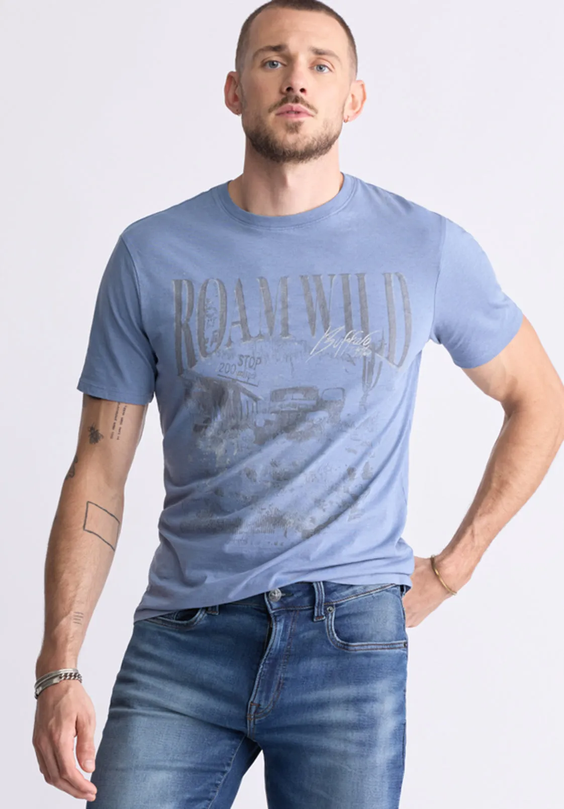 Tice Men's Short-Sleeved Graphic T-Shirt, Coronet Blue - BM24472 sold by Buffalo David Bitton product image thumbnail 2