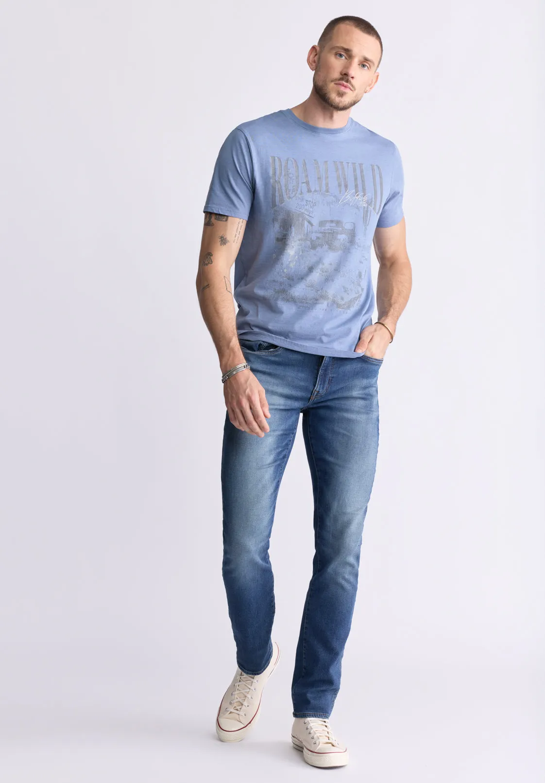 Tice Men's Short-Sleeved Graphic T-Shirt, Coronet Blue - BM24472 sold by Buffalo David Bitton product image thumbnail 5