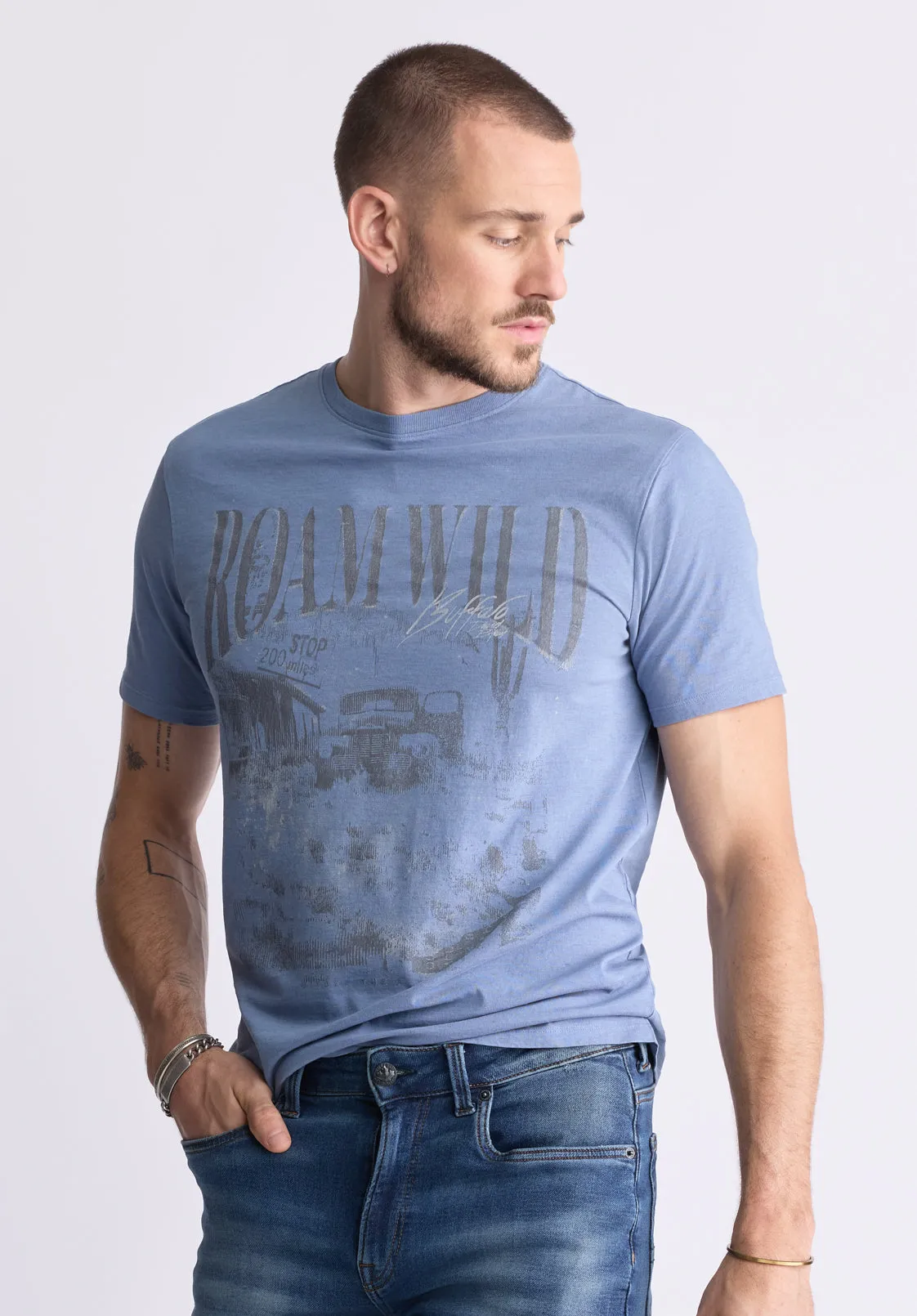 Tice Men's Short-Sleeved Graphic T-Shirt, Coronet Blue - BM24472 sold by Buffalo David Bitton product image thumbnail 3