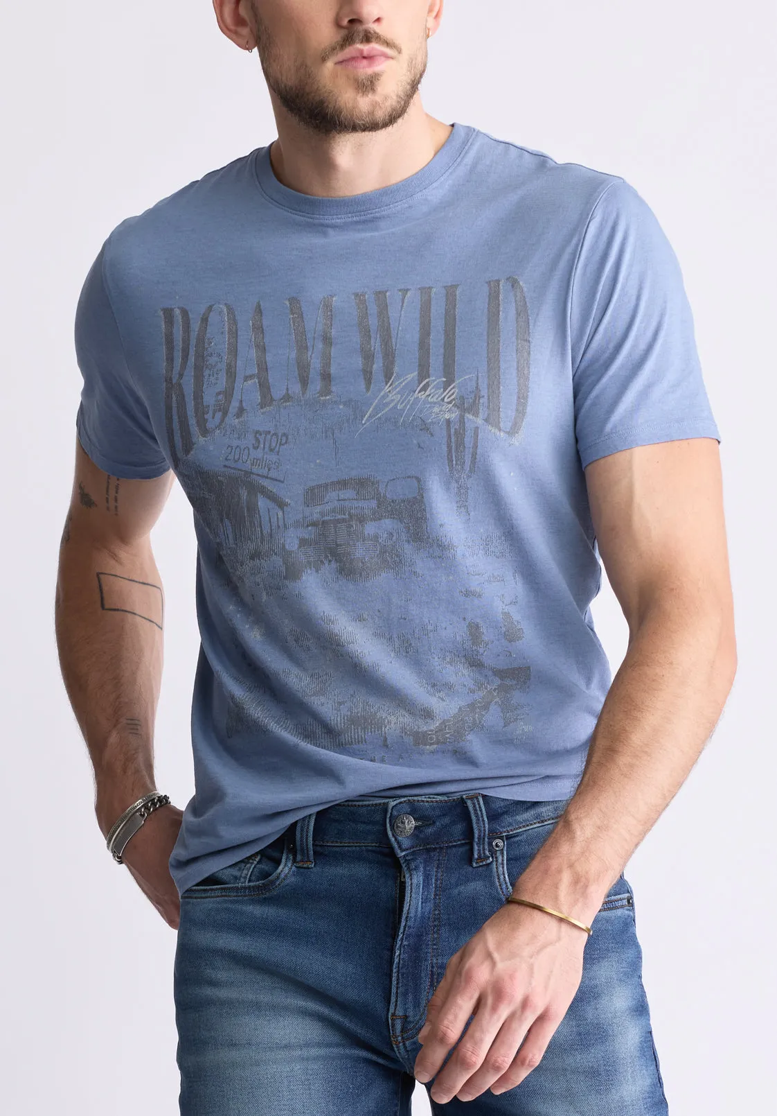 Tice Men's Short-Sleeved Graphic T-Shirt, Coronet Blue - BM24472 sold by Buffalo David Bitton