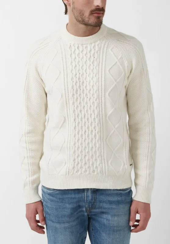 Wiloss Men’s Sweater in Milk White- BM24153 sold by Buffalo David Bitton