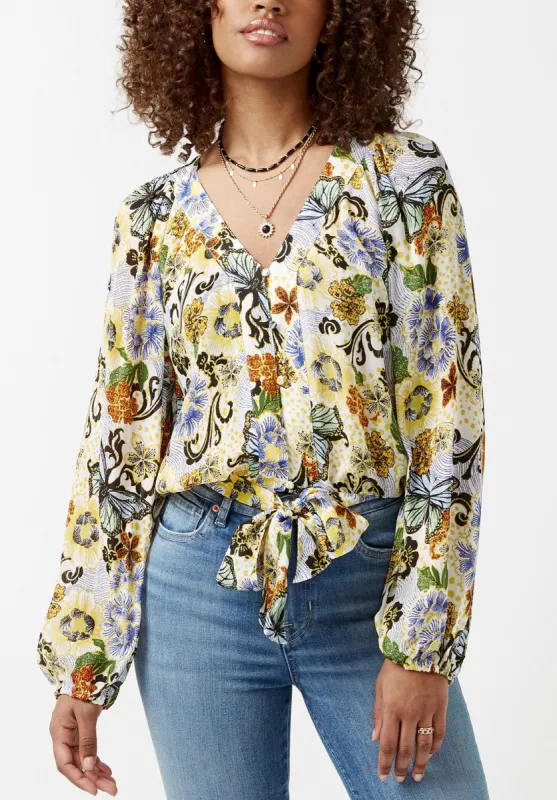 Josephine Women's Tie-Front Blouse in Butterfly Print - WT0029S sold by Buffalo David Bitton