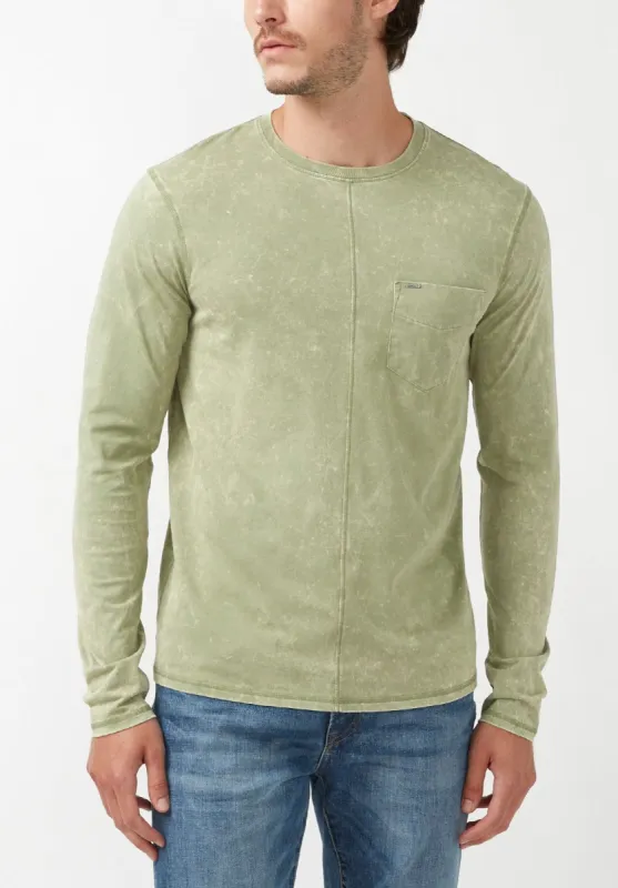 Kahel Men's Long Sleeve Top in Oil Green - BM24188 made by Buffalo David Bitton