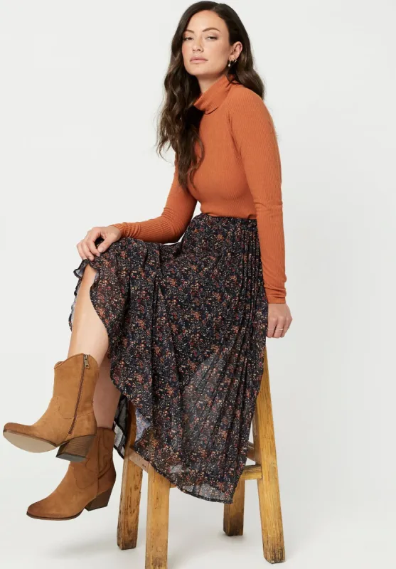 Pleated Tea Length Roux Skirt - WS0532F sold by Buffalo David Bitton
