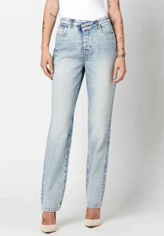 High Rise Straight Jessie Women's Jeans with Asymmetrical Waist - BL15819 sold by Buffalo David Bitton