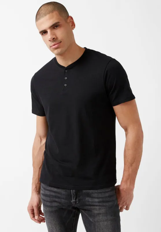 Newson Black Buttoned T-Shirt - BPM13905 sold by Buffalo David Bitton