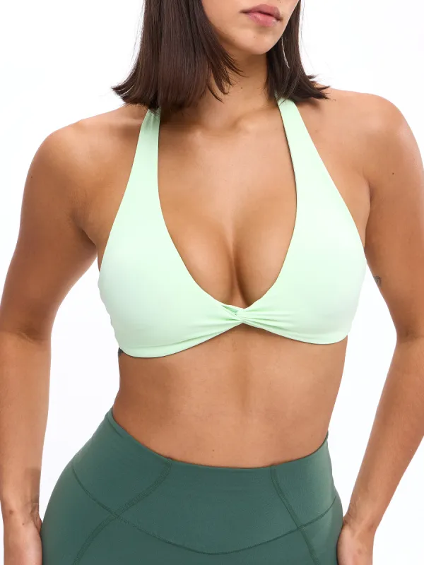Twisted Halter Sports Bra - Honeydew sold by BuffBunny