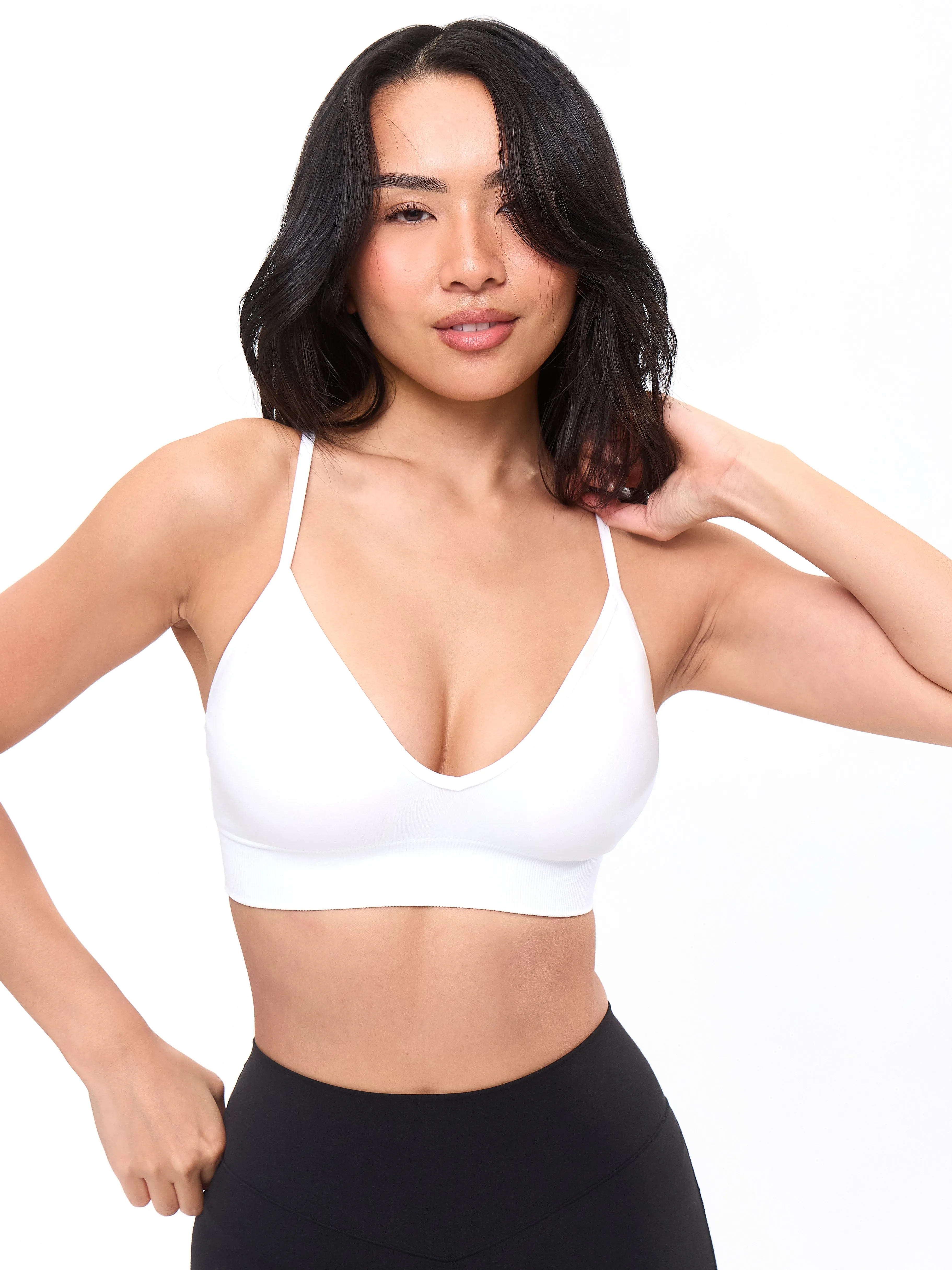 Plunge Seamless Sports Bra - White sold by BuffBunny product image thumbnail 5