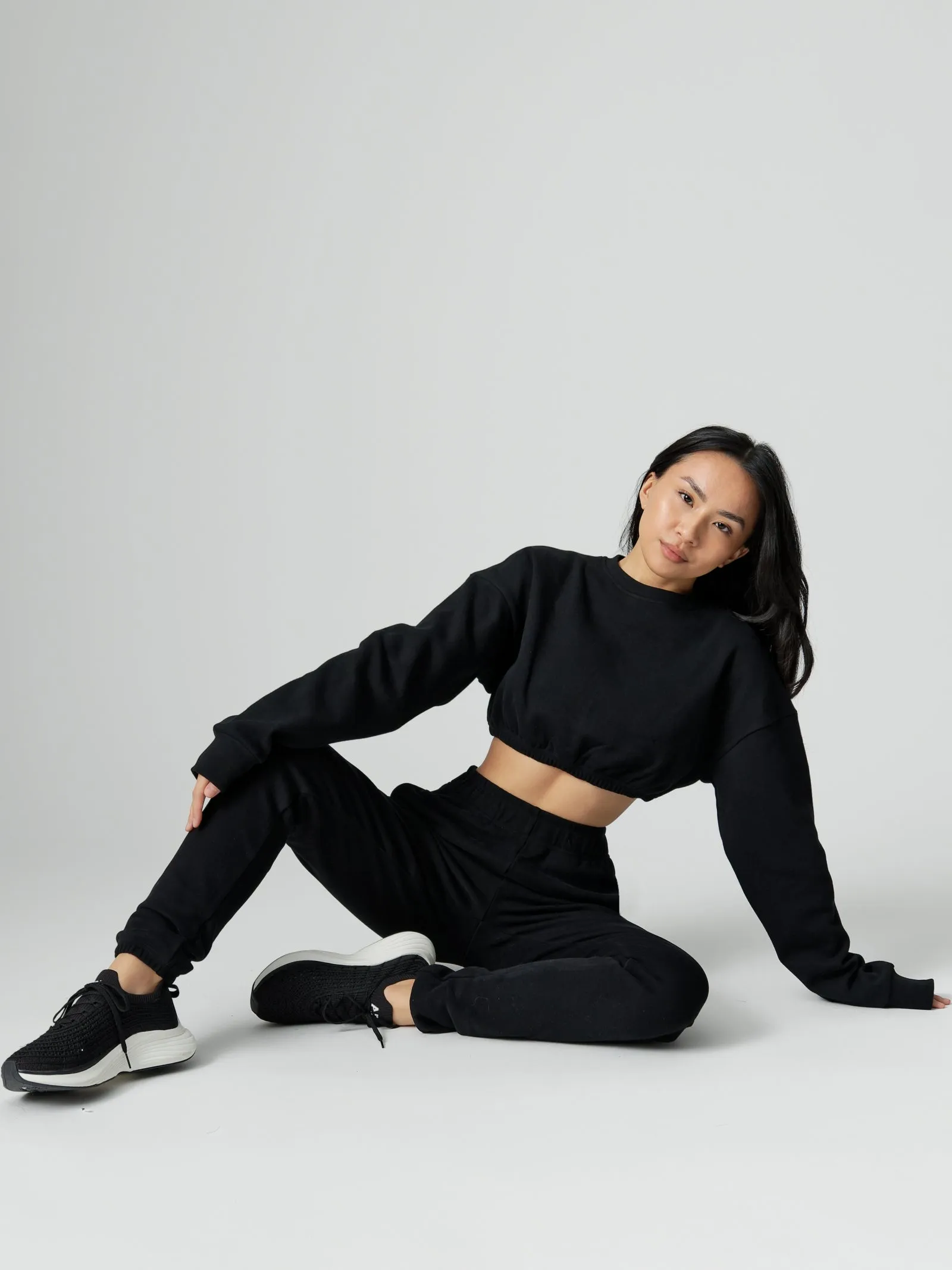 Cloud Long Sleeve Crop - Onyx Black sold by BuffBunny