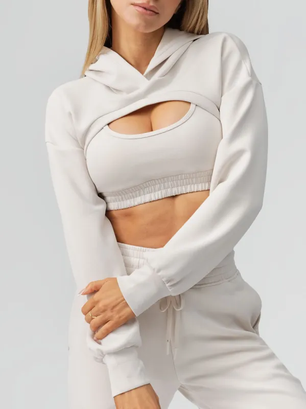 Luxe Bolero Hoodie - Eggshell sold by BuffBunny