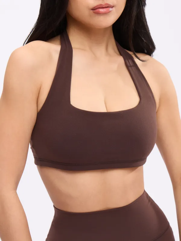 Revolution Halter Sports Bra - Journey Dark Brown sold by BuffBunny