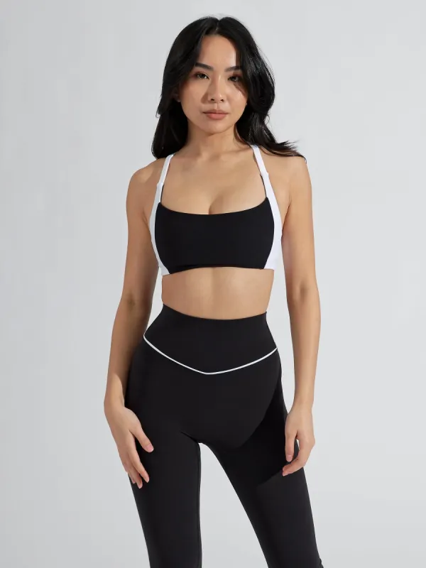 Aurora Sports Bra - Onyx Black and White sold by BuffBunny