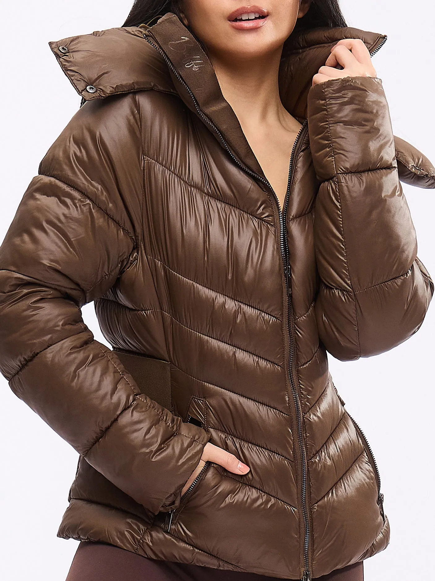 Waist Taper Puffer Jacket - Dark Brown sold by BuffBunny