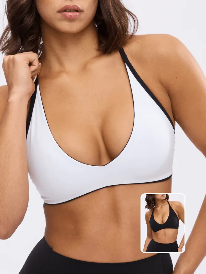 Girlfriend Reversible Sports Bra - Onyx Black and White sold by BuffBunny