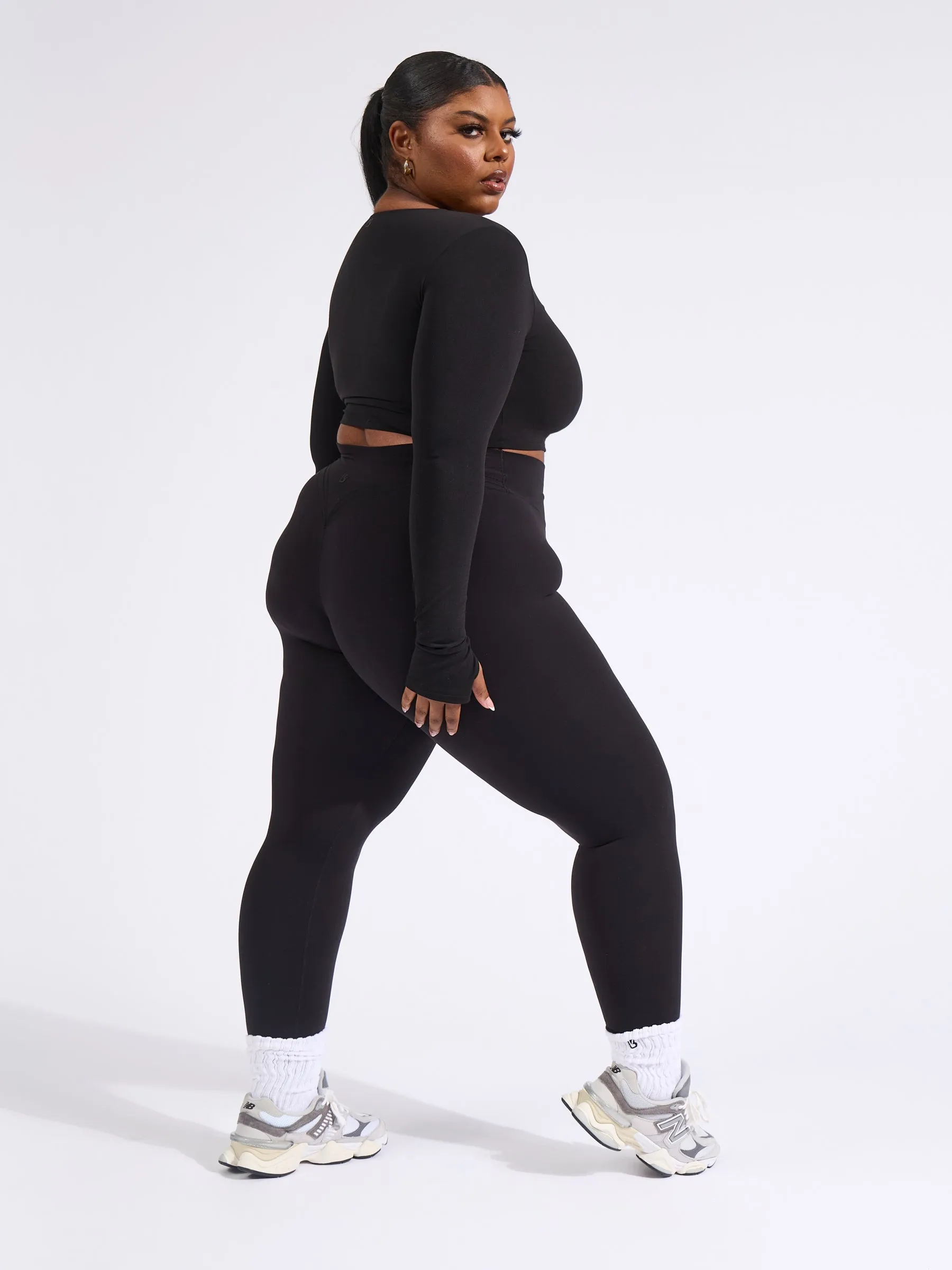 Long Sleeve Butter Crop - Onyx Black sold by BuffBunny product image thumbnail 2