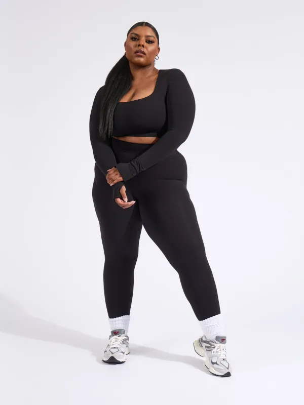 Long Sleeve Butter Crop - Onyx Black sold by BuffBunny