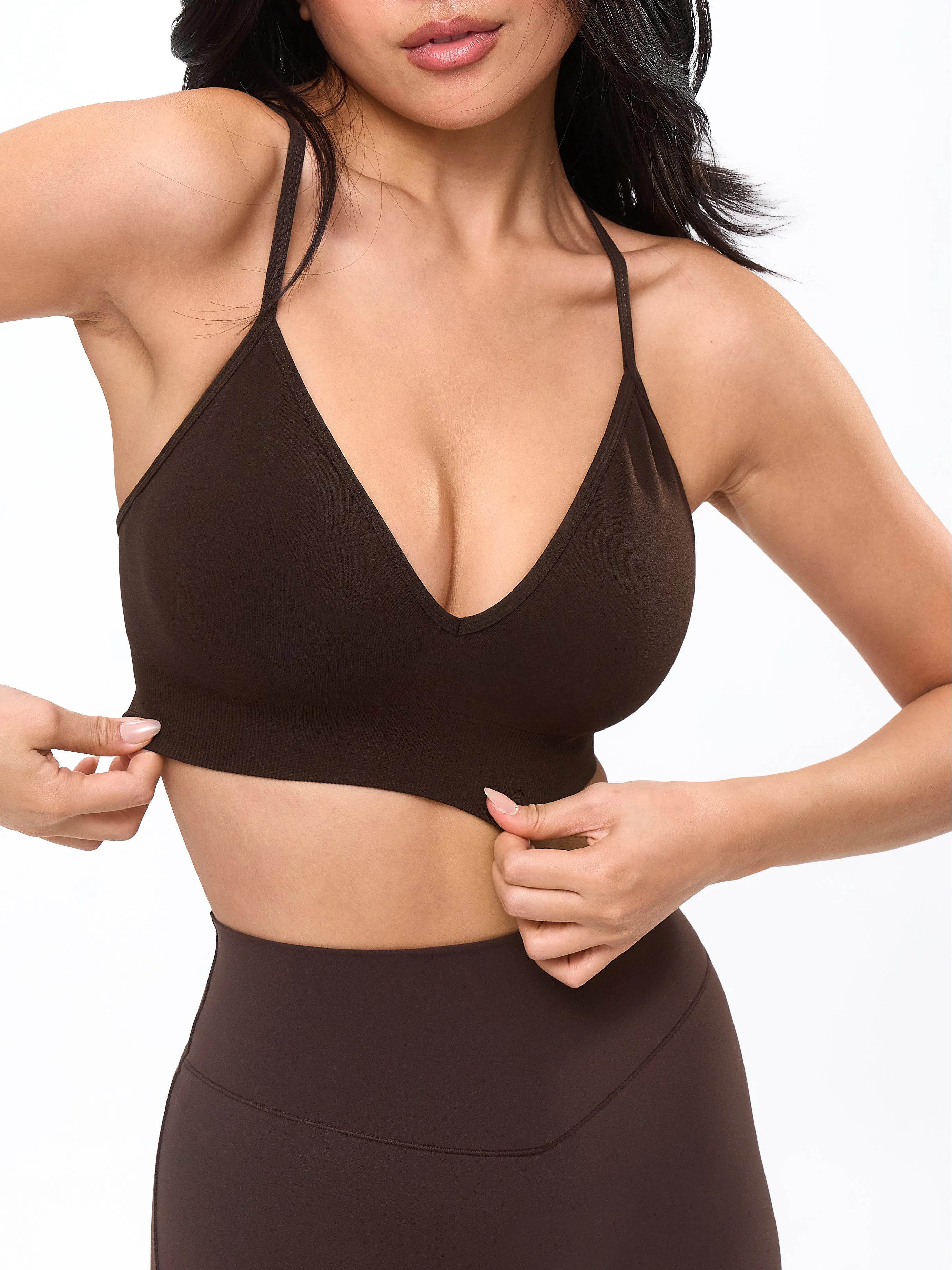 Plunge Seamless Sports Bra - Cold Brew sold by BuffBunny