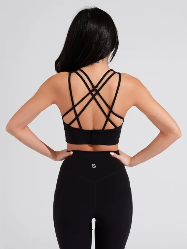 Geo Sports Bra - Onyx Black sold by BuffBunny