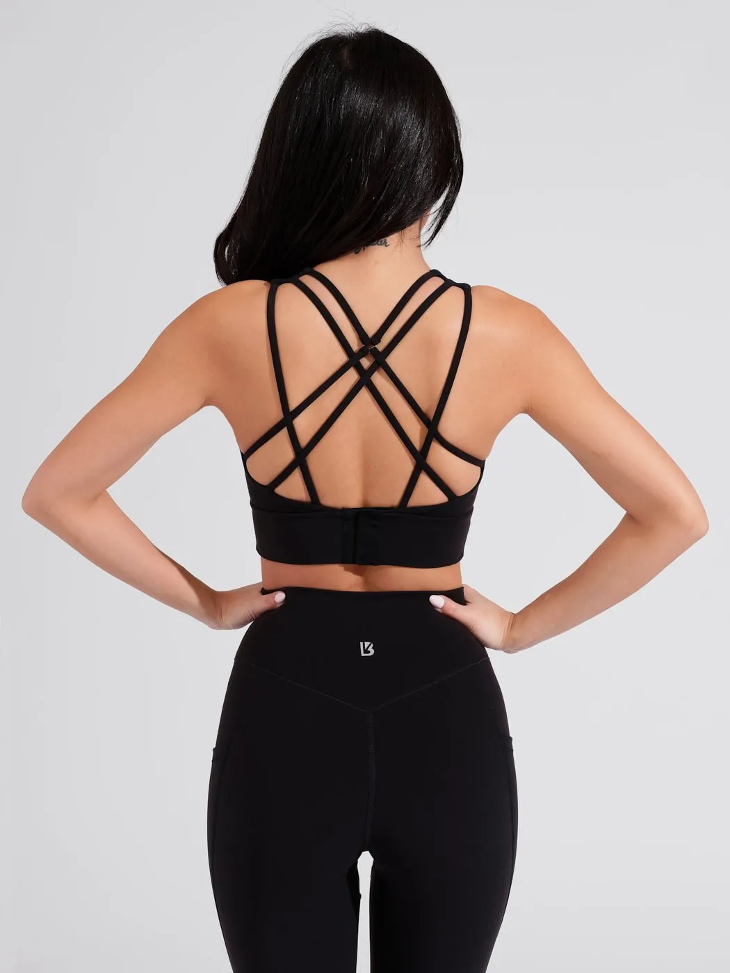 Geo Sports Bra - Onyx Black sold by BuffBunny