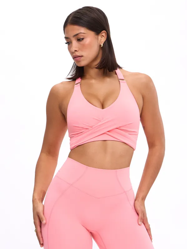 Candy Wrap Sports Bra - Guava made by BuffBunny